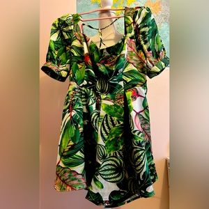 Steps New York Dark Green Tropical Romper Size L